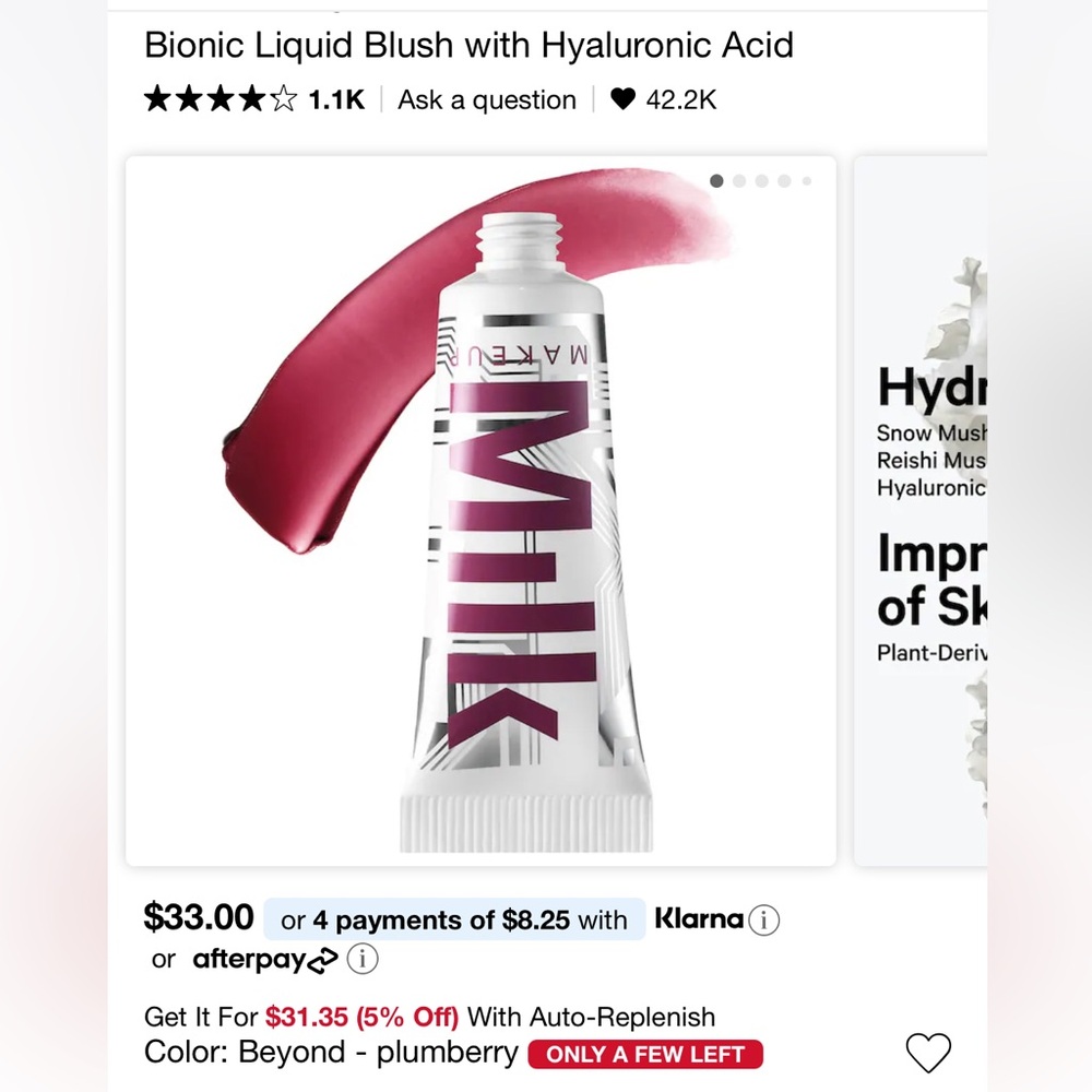 Brand new Milk Makeup bionic blush in the shade beyond